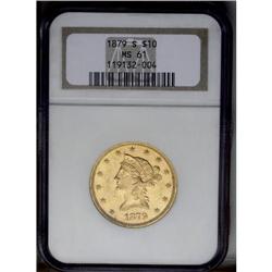 1879-S $10 MS61 NGC. A well struck eagle with subdued 