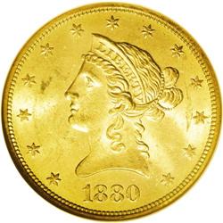 1880-S $10 MS63 NGC. This boldly struck eagle has full 