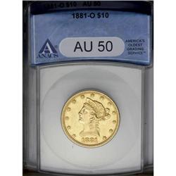 1881-O $10 AU50 ANACS. A charming honey-gold piece wit 