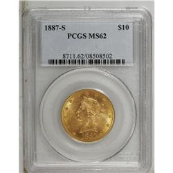 1887-S $10 MS62 PCGS. The solidly struck devices are c 