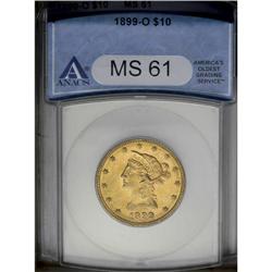 1899-O $10 MS61 ANACS. A well struck and lustrous hone 