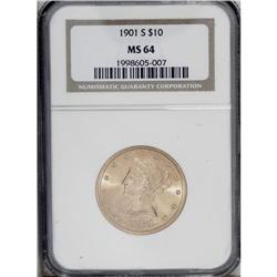 1901-S $10 MS64 NGC. This sharply struck lemon-gold ne 