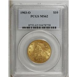 1903-O $10 MS62 PCGS. Gently shimmering luster sweeps 