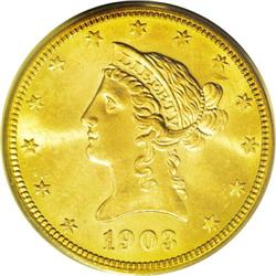 1903-S $10 MS64 PCGS. This magnificent specimen is hou 