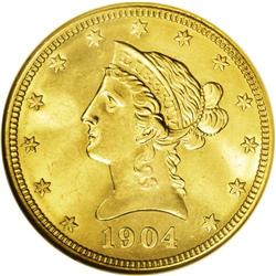 1904 $10 MS65 NGC. This is a sharply struck and highl 