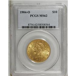 1904-O $10 MS62 PCGS. An original green-gold New Orlea 