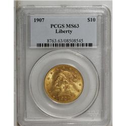 1907 $10 MS63 PCGS. This assertively struck type coin 