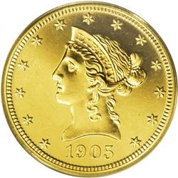 1905 $10 PR64 Cameo PCGS. Typical of nearly all gold a 