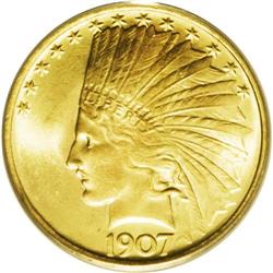 1907 $10 No Periods MS66 PCGS. A spectacular beauty, w 