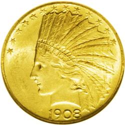 1908 $10 Motto MS64 NGC. While many more No Motto doub 