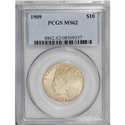1909 $10 MS62 PCGS. A highly lustrous lemon-yellow exa 