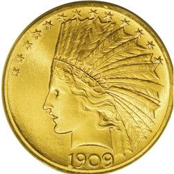 1909 $10 MS64 ANACS. Boldly struck overall with only t 