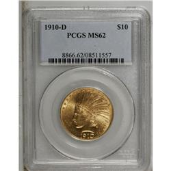 1910-D $10 MS62 PCGS. Nicely struck overall with light 