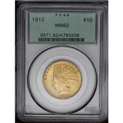 1912 $10 MS62 PCGS. Well struck with pale reddish high 
