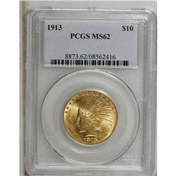 1913 $10 MS62 PCGS. A well struck coin with pleasing l 