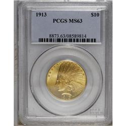 1913 $10 MS63 PCGS. Select and well struck with strong 
