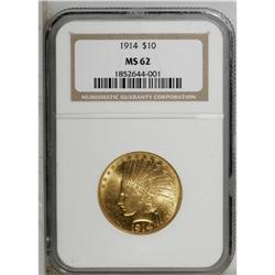 1914 $10 MS62 NGC. Solidly struck with strongly lustro 