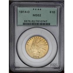 1914-D $10 MS62 PCGS. Highly lustrous and appealing, t 
