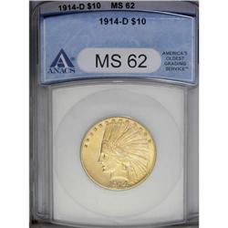 1914-D $10 MS62 ANACS. The highly lustrous lemon-yello 