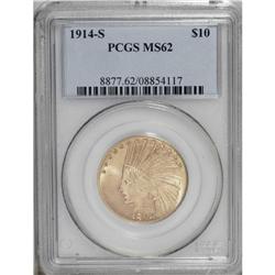 1914-S $10 MS62 PCGS. Nicely struck overall with stron 