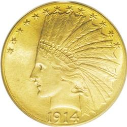 1914-S $10 MS64 PCGS. The visually enticing coloration 