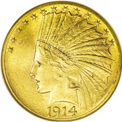 1914-S $10 MS64 NGC. A moderate mintage ensured a smal 
