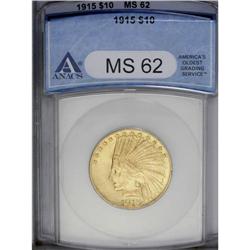 1915 $10 MS62 ANACS. A solidly struck orange-gold piec 