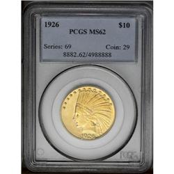 1926 $10 MS62 PCGS. The delightful yellow-orange surfa 