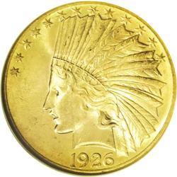 1926 $10 MS64 NGC. The highly lustrous honey-gold surf 