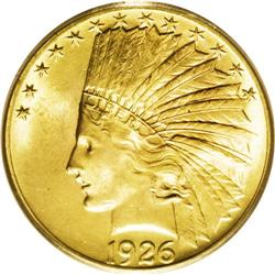 1926 $10 MS64 PCGS. The second most common Indian eagl 
