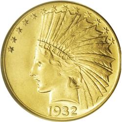1932 $10 MS64 PCGS. Sharply defined throughout, with f 