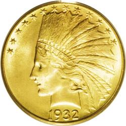 1932 $10 MS64 PCGS. This attractive olive-gold type co 
