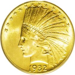 1932 $10 MS64 PCGS. Sea-green accents appear in the fi 