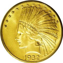 1932 $10 MS64 PCGS. A spot of bright light coined duri 
