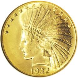 1932 $10 MS64 NGC. Bright mint frost shines from each 