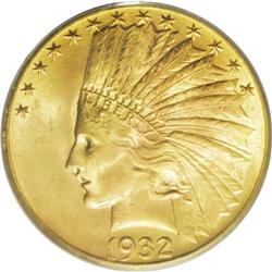1932 $10 MS64 PCGS. A bright and frosty near-Gem with 