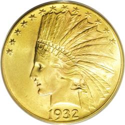 1932 $10 MS65 PCGS. The glistening surfaces exhibit lo 