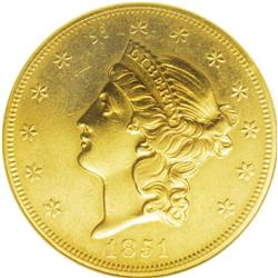 1851-O $20 --Cleaned--ANACS. AU55 Details. Though the 1 