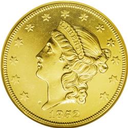 1852-O $20 MS60 NGC. This is an extremely important ex 