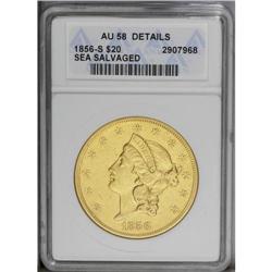 1856-S $20 --Sea Salvaged--ANACS. AU58 Details. The sur 