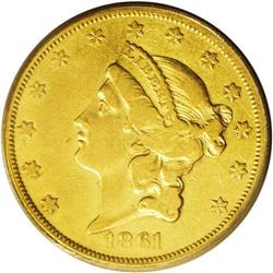 1861-O $20 VF25 PCGS. With a mintage of just 17,741 pi 