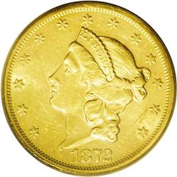 1872-S $20 MS61 PCGS. A bright and lustrous example of 
