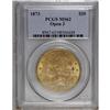 Image 3 : 1873 $20 Open 3 MS62 PCGS. Slightly scuffy on the obve 