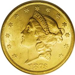 1873 $20 Open 3 MS62 PCGS. Bowers conjectures in his d 