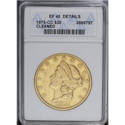 1875-CC $20 --Cleaned--ANACS. XF45 Details. Minor wear 