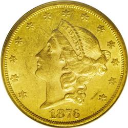 1876-CC $20 AU53 PCGS. This was a banner year for the 
