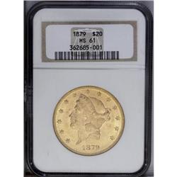 1879 $20 MS61 NGC. Nicely struck with a reverse that i 