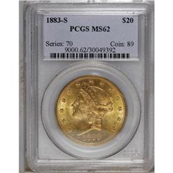 1883-S $20 MS62 PCGS. A highly lustrous yellow-orange 