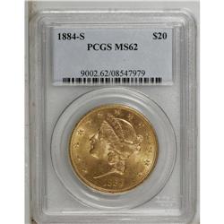 1884-S $20 MS62 PCGS. Sunset-orange surfaces lack all 