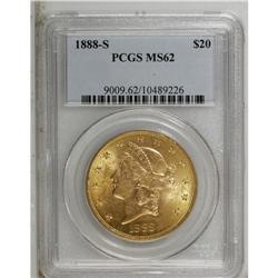 1888-S $20 MS62 PCGS. A typically struck piece with ni 